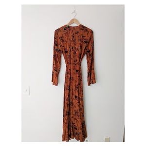 leith bell sleeve wrap midi dress